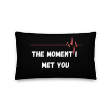 Load image into Gallery viewer, The Moment I Met You - Skip The Distance, Inc heartbeat pillow in the size 20x12