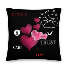 Load image into Gallery viewer, The Unity And Trust pillow made in size 22x22 for long distance couples by Skip The Distance, Inc. Pillow made for couples.
