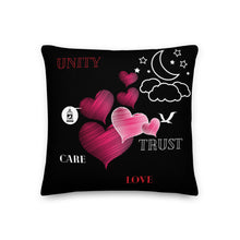 Load image into Gallery viewer, Unity And Trust - Skip The Distance pillow for couples. Made for long distance couples and couples alike. In size 18x18
