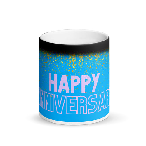 Happy Anniversary - Matte Black Magic Mug - Skip The Distance, Inc