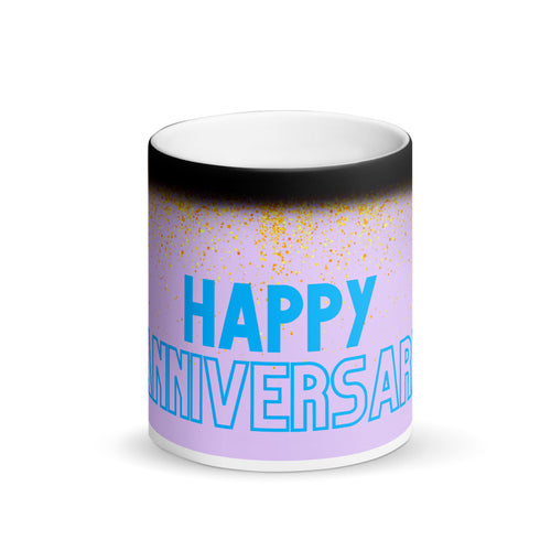 Our Anniversary - Matte Black Magic Mug - Skip The Distance, Inc, Anniversary Gift