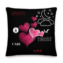 Load image into Gallery viewer, The Unity And Trust pillow made in size 22x22 for long distance couples by Skip The Distance, Inc. Pillow made for couples.
