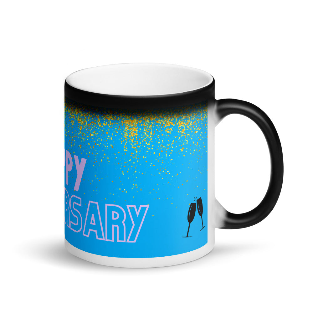 Happy Anniversary - Matte Black Magic Mug - Skip The Distance, Inc